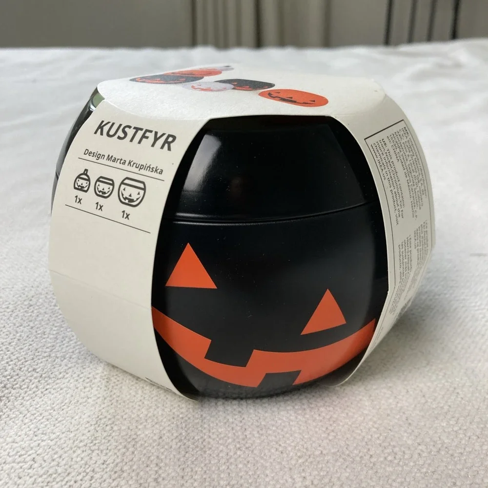 IKEA KUSTFYR 906.329.37 Pumpkin-Shaped Tin with Lid Set of 3 New